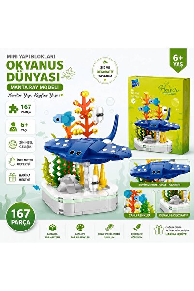 KOZMİK GİFT Manta Ray Vatoz Mini Yapı Blokları Seti 167 Parça Vatoz Modeli Mi...