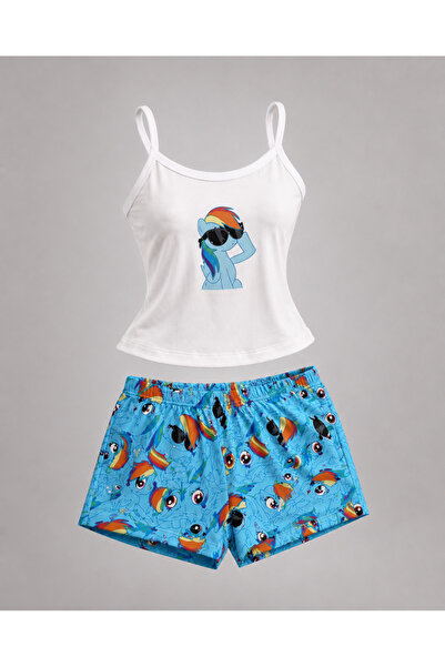 Yukatay Mavi My Little Pony Rainbow Dash Desenli Premium Şortlu Takım -YUKATAY