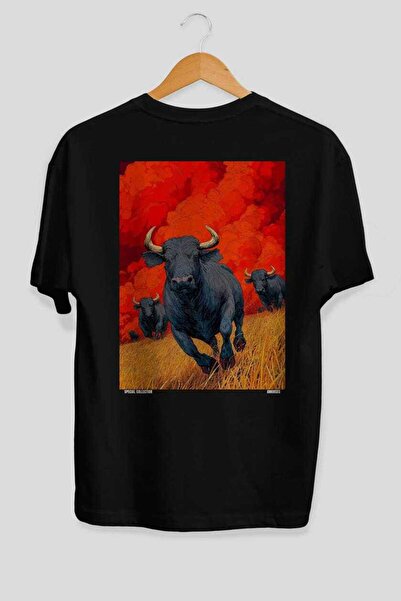 Ankhises Μπλουζάκι Boğa 2 Oversize με στάμπα στην πλάτη, μαύρο, Unisex, 100% ...