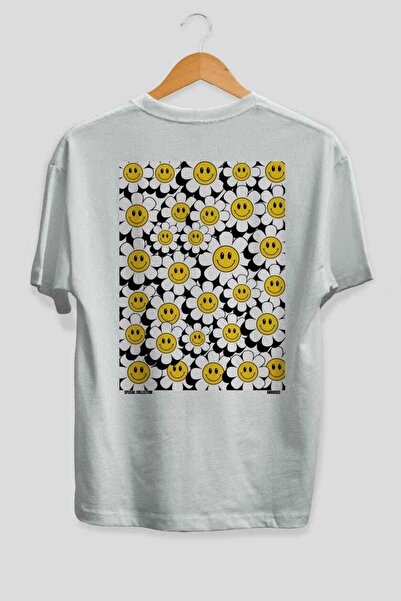 Ankhises Μπλουζάκι Papatya Emoji Oversize με στάμπα στην πλάτη, λευκό, Unisex...