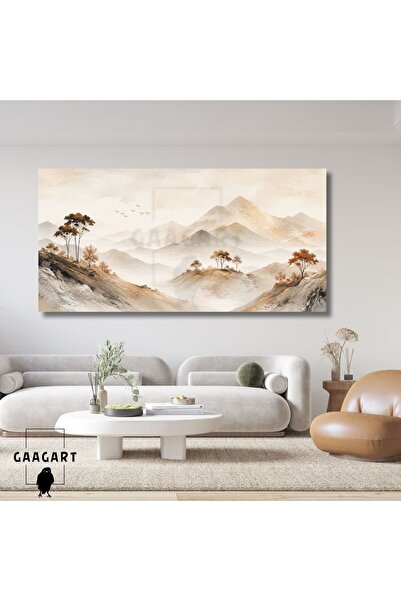 GAAGART Panoramik Kanvas Tablo Soft Dağlar ve Orman Manzara