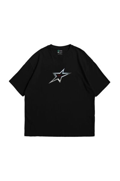 bellanova Unisex πολύχρωμο μπλουζάκι με στάμπα Oversize Streetwear Άνετη εφαρ...