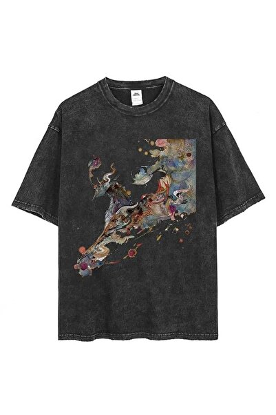 classy moda Unisex Colorful Oversize Printed T-Shirt Streetwear Comfortable F...
