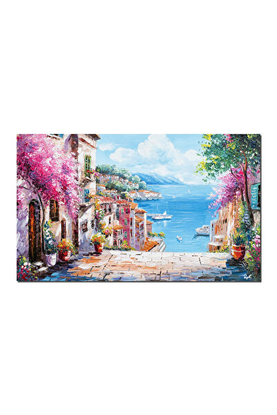 artnova Ръчно рисувана картина от Амалфи, Италия, Ъгълът на рая, 100x60 см, м...
