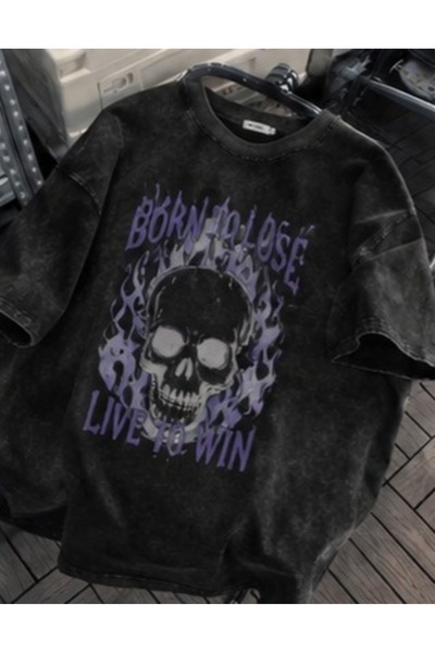 bellanova Unisex πολύχρωμο μπλουζάκι με στάμπα Oversize Streetwear Άνετη εφαρ...