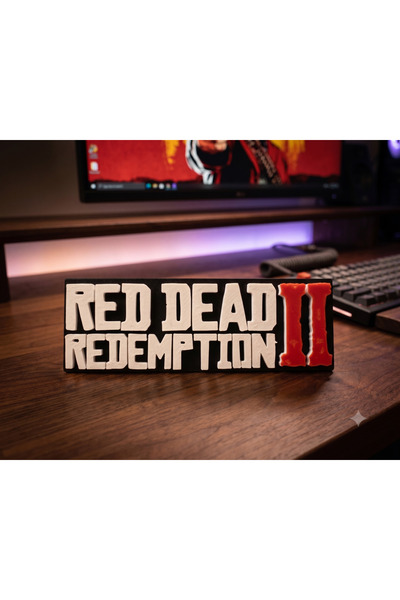 Büyük Boy 20 cm RDR2 Efsanevi Vahşi Batı Tabelası - Kovboy Temalı Retro Oyuncu Odası Masaüstü Biblosu