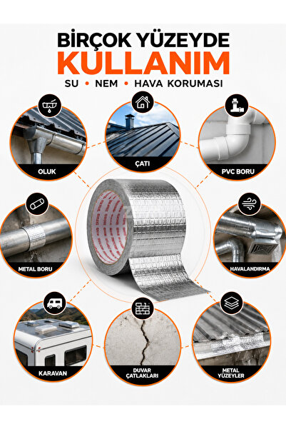 Zeyn Gross DMAX Sakız Sızdırmaz Bant 48 mm x 2 m Butil Alüminyum Folyo Tamir ...