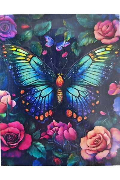LİVA CRAFT Art & Craft Diamond Mosaic Painting, 30X40 Roses and Butterfly Bea...