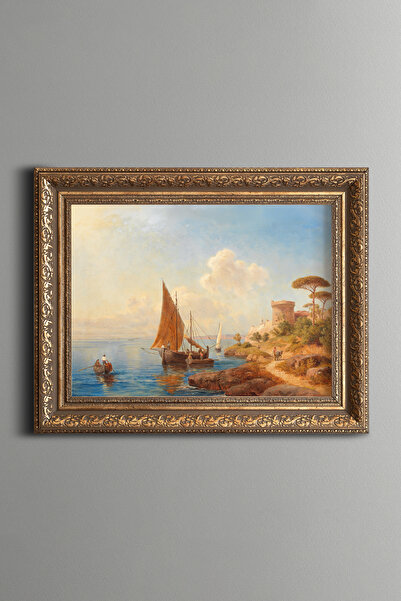 epiqart Sailboats by the Sea - Vintage Patterned Painting - Thick Model