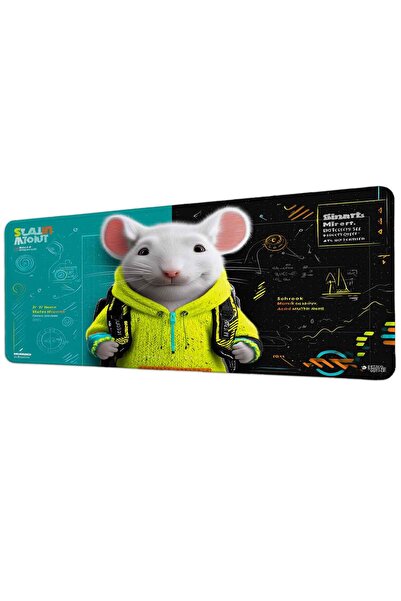 gxe.art Mouse alb cu glugă galben neon 40x90 cm Mousepad pentru jucători Bază...