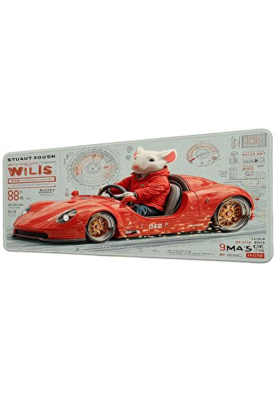 gxe.art Mouse alb Roșu Mașină sport 40x90 cm Mousepad pentru jucători Bază an...