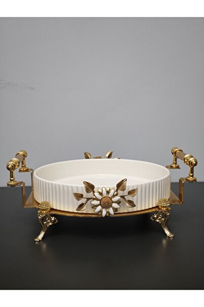 PARILTI HOME COLLECTİON Oven Dish Bowl Luxury Serving Plate Bowl Gold Silver ...