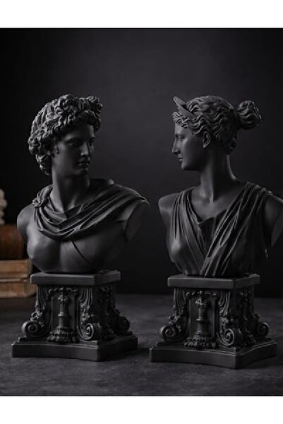 Yaratıcı sanatlar atölyesi Antik Roma İşlemeli Kaideli Apollo Diana Büstü Dek...