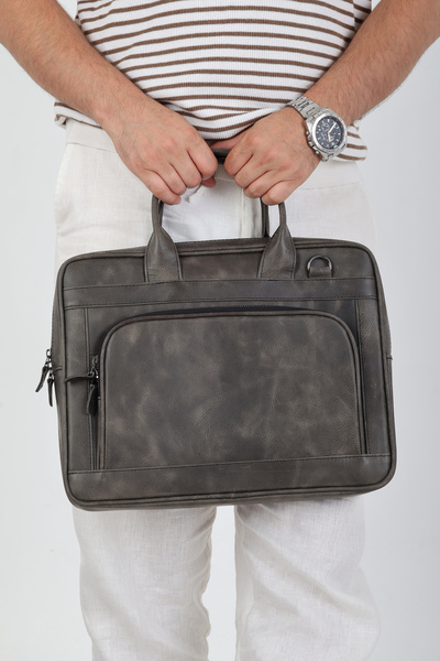 Latife Genuine Crazy Leather Handmade Laptop and Briefcase - Calfskin Special Design - 13-14 Inches