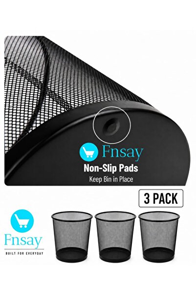 FNSAY Metal Mesh Waste Basket Set of 3, Durable Steel Wire Trash Bin, Lightwe...