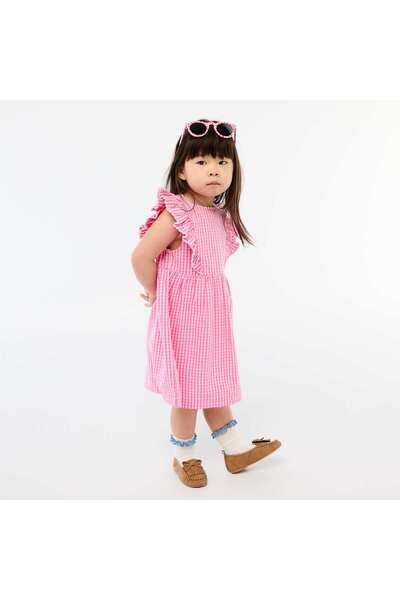 KIABI Short-Sleeved Ruffle Dress PINK