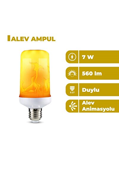 7W E-27 Duylu Alev Efektli Led Ampul