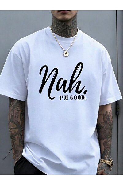 Astogria13 Men's Plus Size Big Tall Oversized TShirt with Nah I'm Good Print ...
