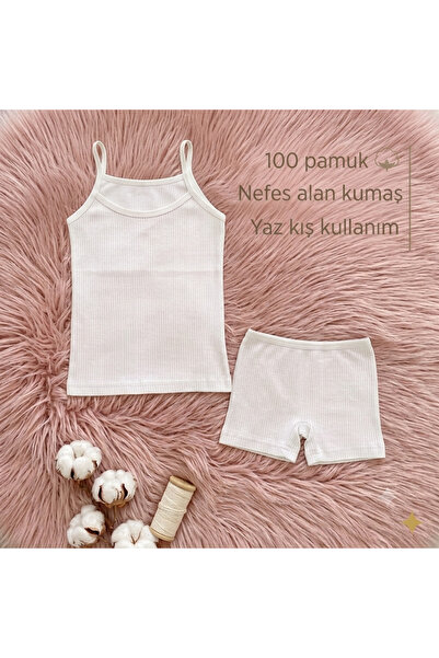 %100 Pamuk Ditil Kumaş Kız Çocuk 2 li Takım