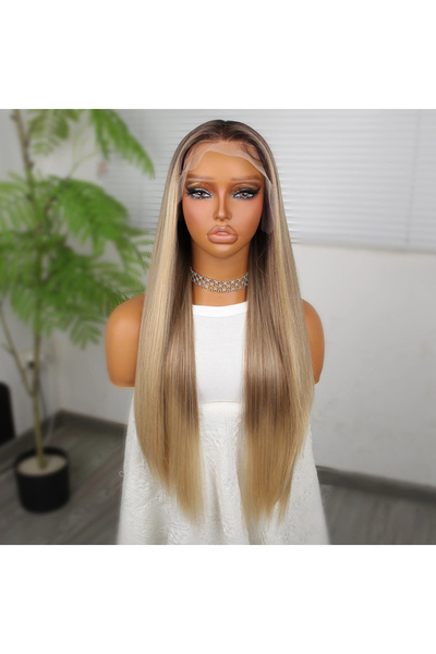 colezium Kumral Dore Yellow Ombre Fiber Sen Tulle Wig