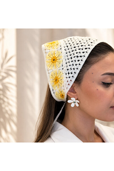 ADELYA CONCEPT باندانا محبوكة بنقوش زهرية |   باندانا شعر صيفية محبوكة يدويًا