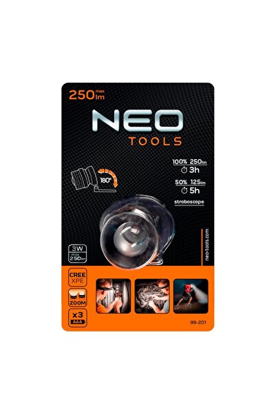 NEO Tools Lanternă tactică NEO din aluminiu LED CREE XPE 250 3XAAA cu zoom 99...