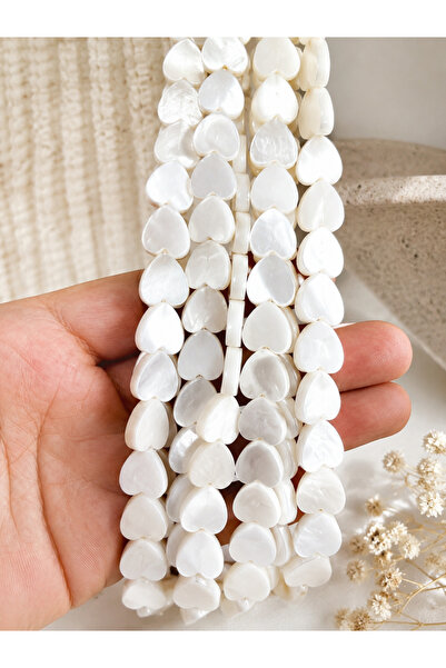 E.B EBRULİ BONCUK 10mm Natural Top Drilled Heart Mother of Pearl Beads Jewelr...