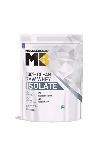 MuscleBlaze 100% Clean Raw Whey Protein Isolate, Unflavoured (1kg / 2.2lbs) |...
