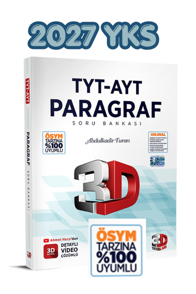 3D Yayınları TYT - AYT Paragraf Soru Bankası 2027 YKS