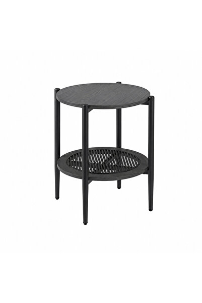 Palma homez Side Table Dark Gray and Black Wood 45X45 cm