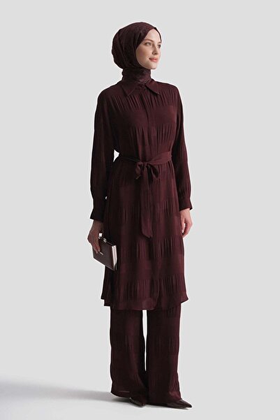 Armine Jacquard Patterned Suit Plum