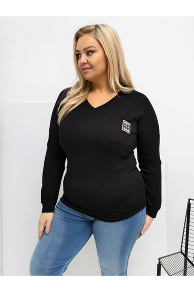 Relevance Bluza Dama Maneca lunga, Decolteu in V, RELEVANCE, Negru Model RV-B...