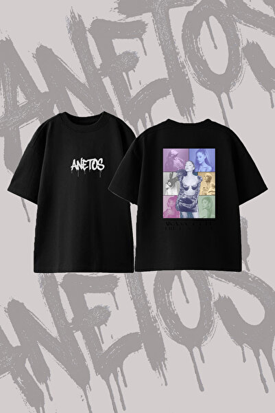 Anetos Ariana Grande_11 Design Back Printed Cotton Black Oversize T-Shirt