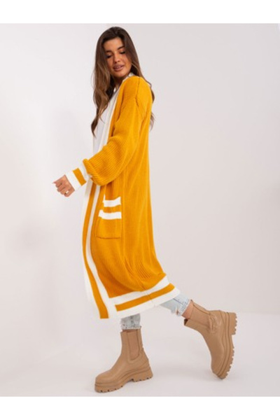 BADU Cardigan Dama, BADU, Acril, Maneca lunga, Galben inchis, model BA-SW-029...