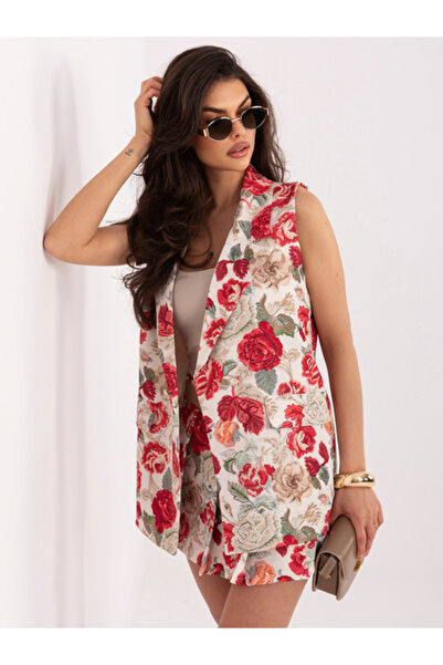 Italy Moda Vesta Dama, ITALY MODA, Poliester, Floral, Rosu, model IT-KZ-FL105...