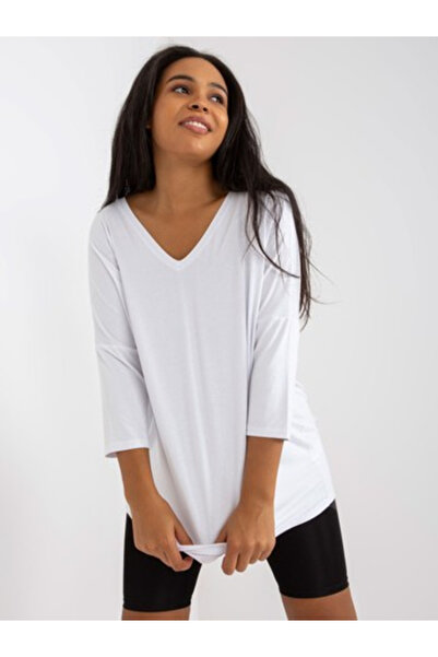 Relevance Bluza Dama Maneca 3/4, Decolteu in V, RELEVANCE, Alb Eleganta Offic...