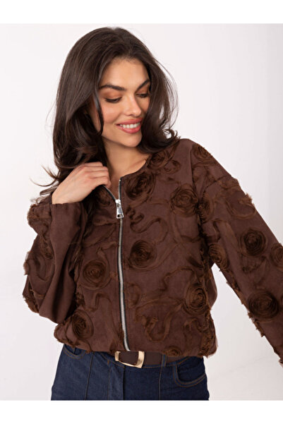 rue parıs Women's Jacket, RUE PARIS, Polyester, Long Sleeve, Brown, model IT-...