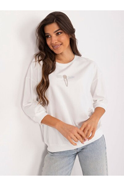 Relevance Bluza Dama Maneca 3/4, Decolteu rotund, RELEVANCE, Ecru Eleganta Of...