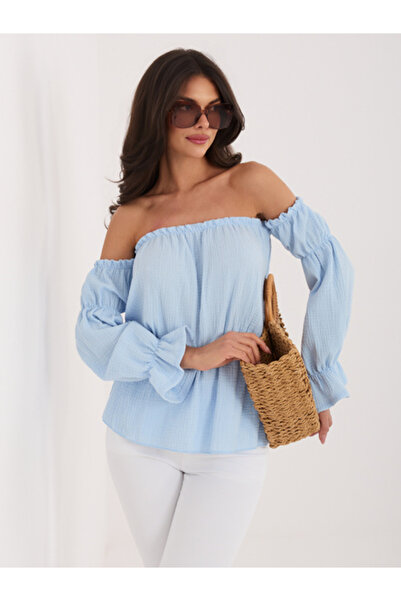 Italy Moda Bluza Dama, ITALY MODA, Bumbac, Maneca lunga, Albastru deschis, mo...