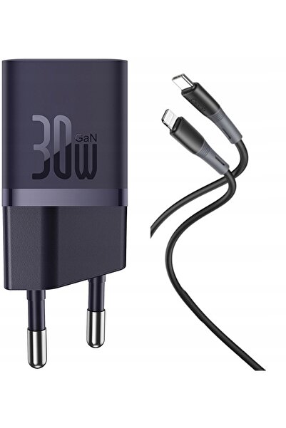 Baseus Încărcător de rețea GaN5 USB-C 30W cu cablu USB-C-Lightning pentru iPhone