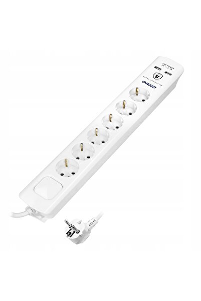 Orno Prelungitor cu protecție la supratensiune, 3m, 6 prize, încărcător 2xUSB