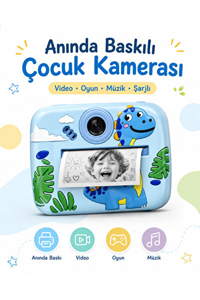 EN SİGA Anında Baskılı Çocuk Kamerası Video Oyun Müzik Özellikli Şarjlı