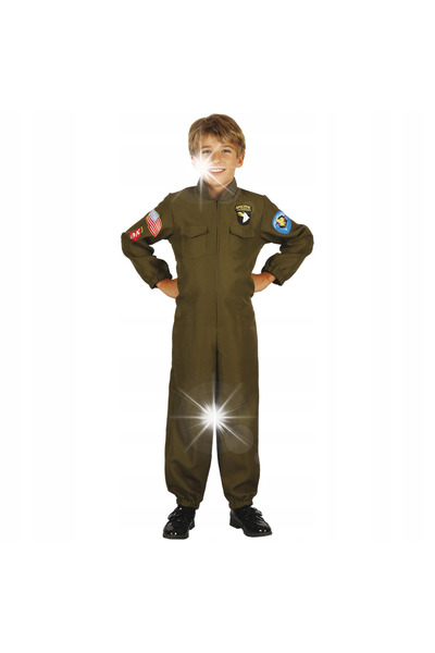 MADEJ Costum de carnaval pilot militar, mărimea L (130-140 cm), deghizare pen...