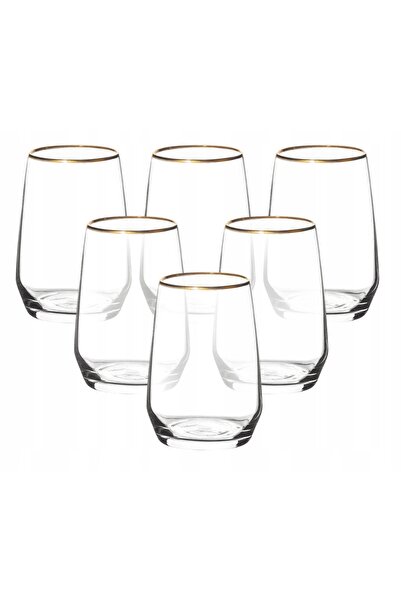 ALTOM DESIGN Pahare pentru suc Rubin Gold cu bandă aurie 450ml