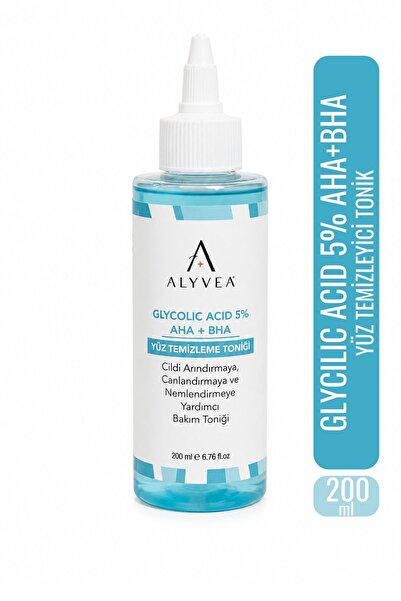 ALYVEA COSMETICS Glikolik Asit %5 AHA + BHA Yüz Temizleme Toniği 200 ml – Arı...