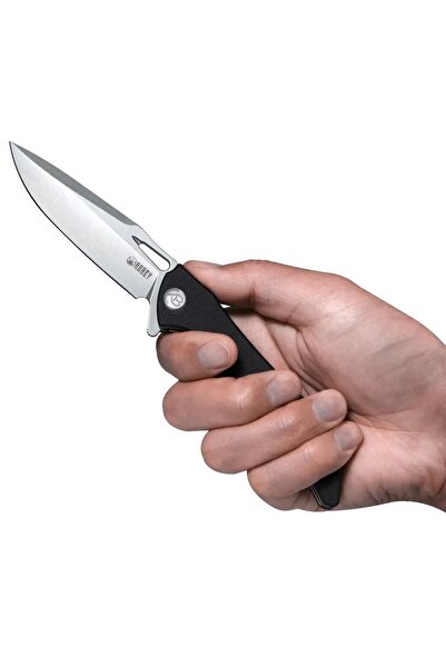 KUBEY Cuțit pliabil EDC Raven Black G10, Bead Blasted de Jelly Jerry