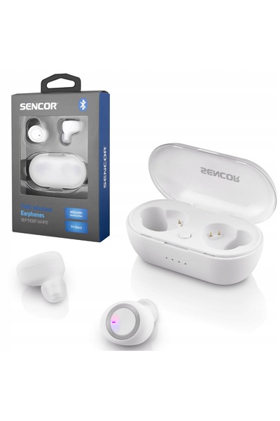 Sencor SEP510BT căști wireless albe BLUETOOTH BT TWS Powerbank