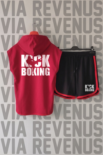 Vordevia Kick Boxing Front and Back Printed Zero Sleeve Hooded Sports Tshirt ...