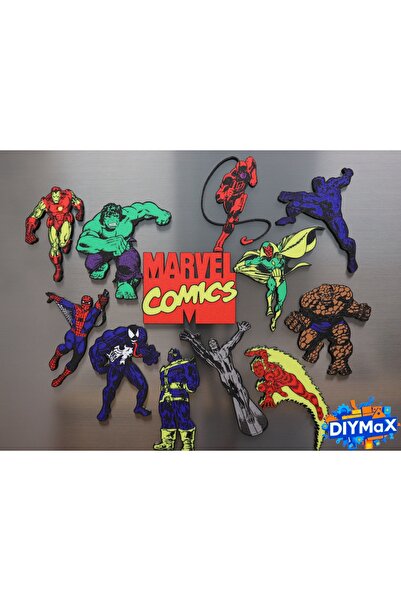 DIYMaX Retro Marvel Magnet 70ler Çizgi Roman Figürlü Dekoratif Mıknatıs