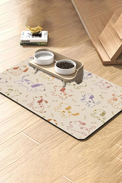 MatGo Pati Kedi Köpek Beslenme Matı 50x70cm Su Geçirmez Mama Kabı Altlığı Pas...